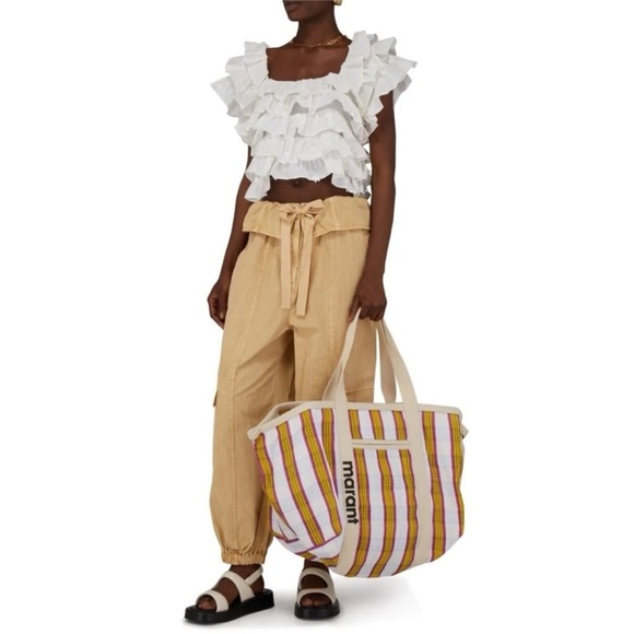 Farm Rio 3D Flower Ruffled White Top size Large Layered Top Shirt - Picture 5 of 11